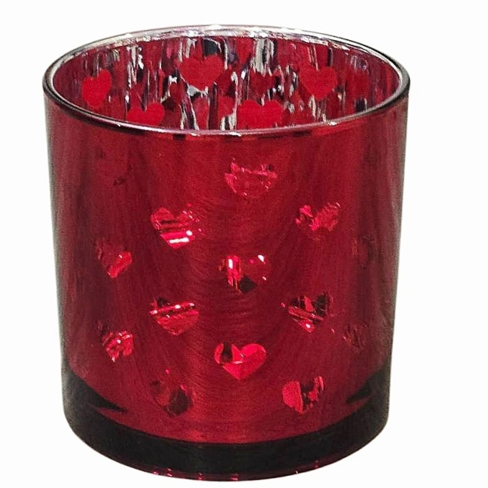 Homesake Transparent Heart Design Decorative Glass Candle Holder/Storage